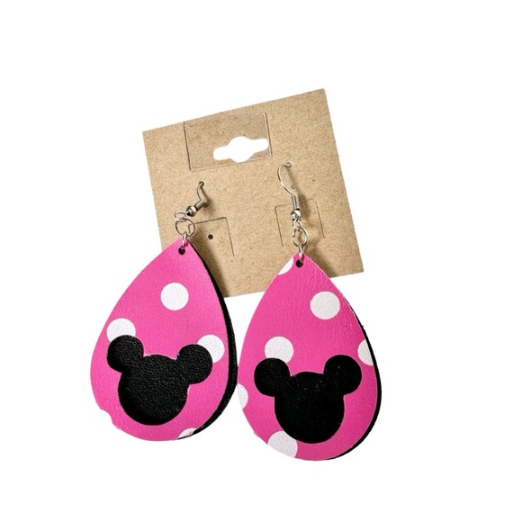 Disney Jewelry - Faux Leather Mouse Earrings